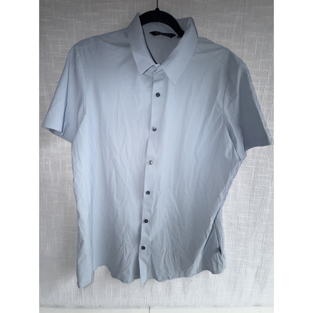 7 Diamonds American Me Shirt Mens L Dusty Blue Luxseam 4 Way Stretch Button Up